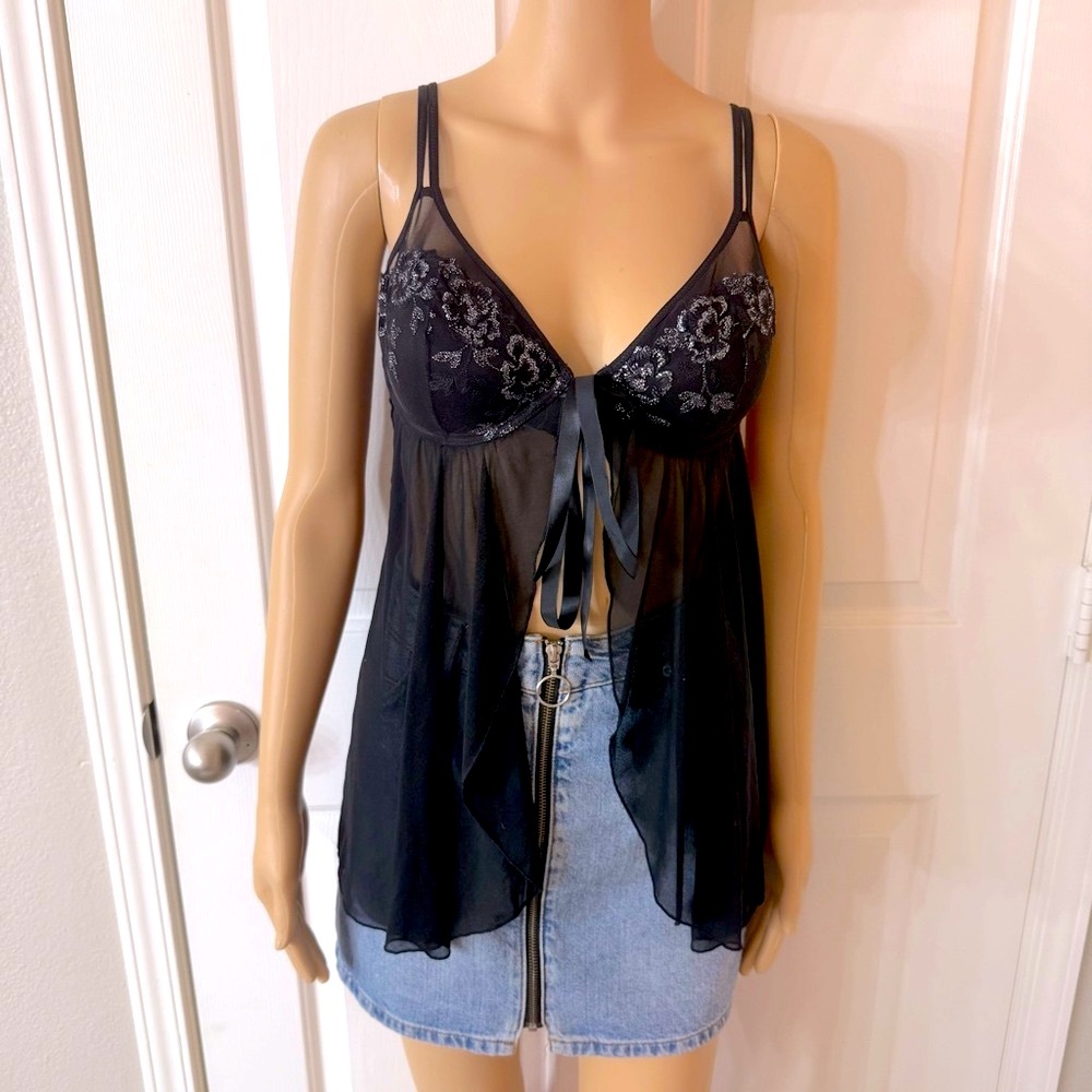 Coquette Black Lingerie Chemise Dress